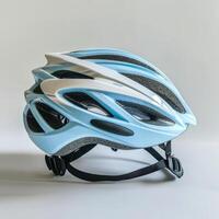 white bicycle helmet isolated on a white background photo