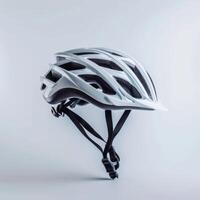 white bicycle helmet isolated on a white background photo