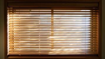 Modern window with brown blinds, closed style photo