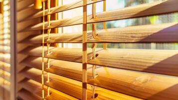 Modern window with brown blinds, closed style photo