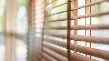 Modern window with brown blinds, closed style photo