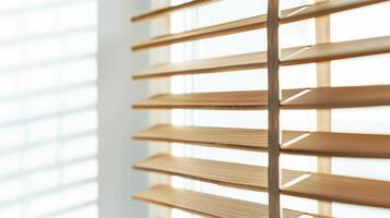 Modern window with brown blinds, closed style photo