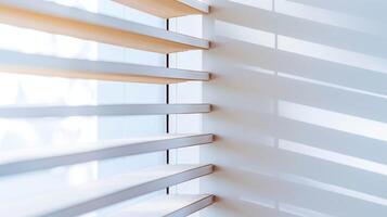 Modern window with brown blinds, closed style photo