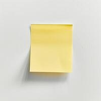 Blank yellow paper taped to the wall for writing messages. photo