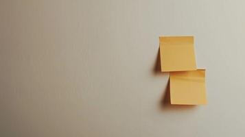 Blank yellow paper taped to the wall for writing messages. photo