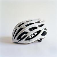 white bicycle helmet isolated on a white background photo