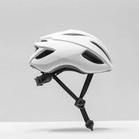 white bicycle helmet isolated on a white background photo