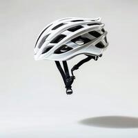 white bicycle helmet isolated on a white background photo