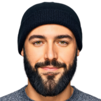 Daniel a friendly looking man with a beard and a beanie smiling warmly png