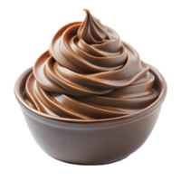 Decadent chocolate swirl dessert in a bowl on a transparent background png