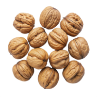 Pile of whole walnuts on a transparent background png