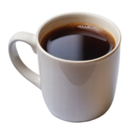 Beige mug filled with black coffee on a transparent background png