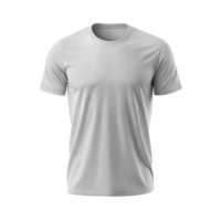 Plain white t-shirt displayed on a hanger, isolated on a transparent background. png