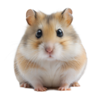 Adorable hamster sitting and facing forward, with round cheeks and soft fur, on a transparent background. png