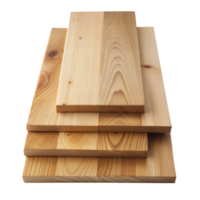 Four stacked wooden cutting boards of varying sizes, isolated on a transparent background. png