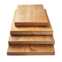 Stack of four wooden cutting boards, showcasing different sizes, isolated on a transparent background. png