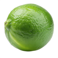 Whole fresh lime with a bumpy green rind, isolated on a transparent background. png