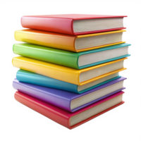 A stack of colorful books, representing education and learning, transparent background png