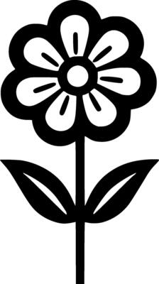 Flower - Black and White Isolated Icon - illustration