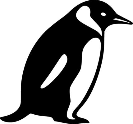 Penguin - Black and White Isolated Icon - illustration