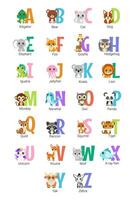 The alphabet is shown in a colorful way with animals vector