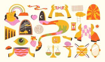 surrealism elements. Set of bright abstract elements in surrealism style vector