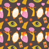surrealism geometric pattern. Abstract psychedelic seamless pattern vector