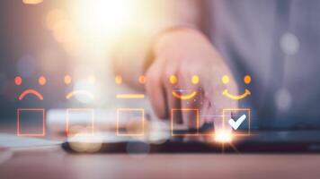 Male consumers opinion, and rated their satisfaction ,rate and review them online,Assessment of quality and satisfaction with services and products,showing feedback from customers ,excellent survey photo