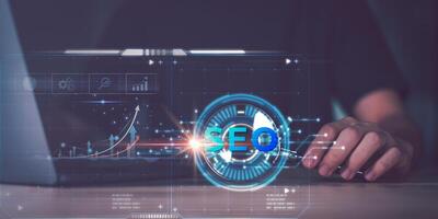 entrepreneur showing SEO concept ,optimization analysis tools , search engine rankings ,social media sites based on results analysis data ,Website Search Optimization ,nteresting web rankings photo