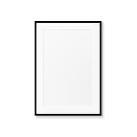 Realistic picture frame with black border and shadow. Isolated on white background. Minimalistic geometric design. Empty space for your content. Can be used like mockup, template, poster, card etc vector