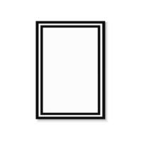 Realistic frame with black border and shadow. Isolated on white background. Minimalistic geometric design. Empty space for your content. Can be used like mockup, template, poster, card etc vector