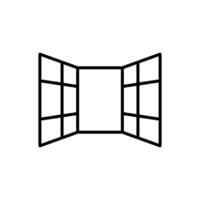 open windows icon black and white sign vector