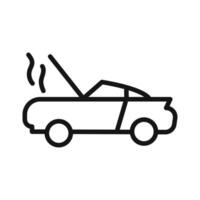 Broken car with open hood icon vector