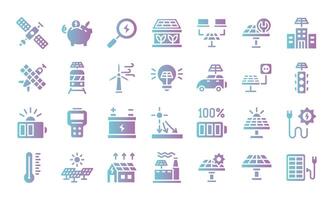 Solar energy flat gradient icons set. vector