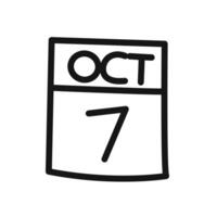 7 october date icon linear graphics sign vector