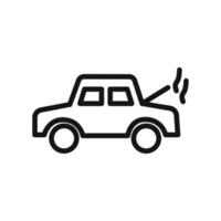 Broken car with open hood icon linear graphics sign vector
