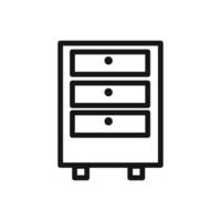 Chest of drawers icon linear graphics sign vector