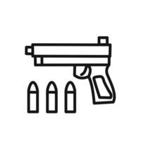 Gun with ammunition Icon linear graphics sign vector
