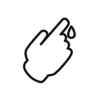 Hand with blood drop icon linear graphics sign vector