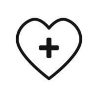 Heart plus icon linear graphics sign vector