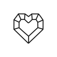 Heart shaped diamond icon linear graphics sign vector