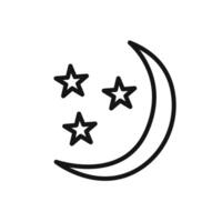 Moon and stars icon linear graphics sign vector