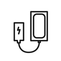 Mobile Charging with Power Bank Icon linear graphics sign vector