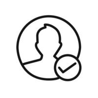 Profile check icon linear graphics sign vector