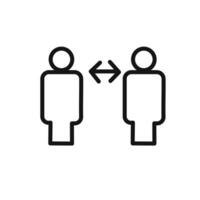 Social distancing icon linear graphics sign vector