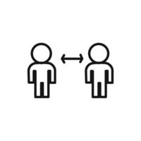 Social distancing sitting icon linear graphics sign vector