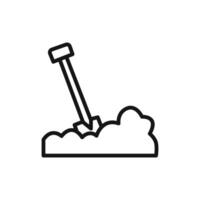 Snow and shovel icon linear graphics sign vector