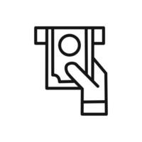 Withdraw Money in ATM icon linear graphics sign vector