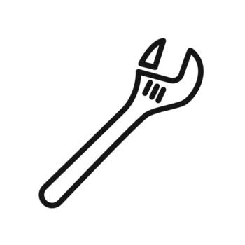 Wrench Icon linear graphics sign vector