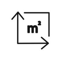 m2 area unit icon linear graphics sign vector